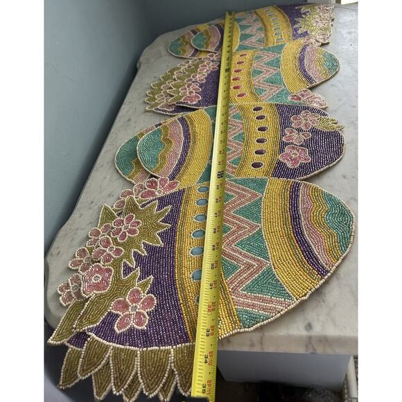 Easter Egg Table Runner Beaded 13 x 36 In Holiday Home Decor Kitchen - Picture 3 of 11